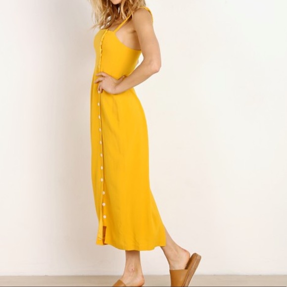 NWOT Capulet brand @ Revolve button dress in saffron yellow Sz Small ☀️ charming - Picture 5 of 10